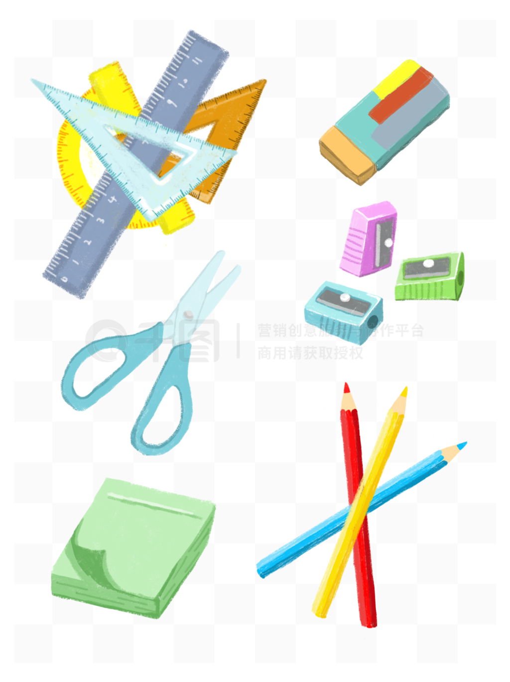 学习文具用品手绘元素模板免费下载指南